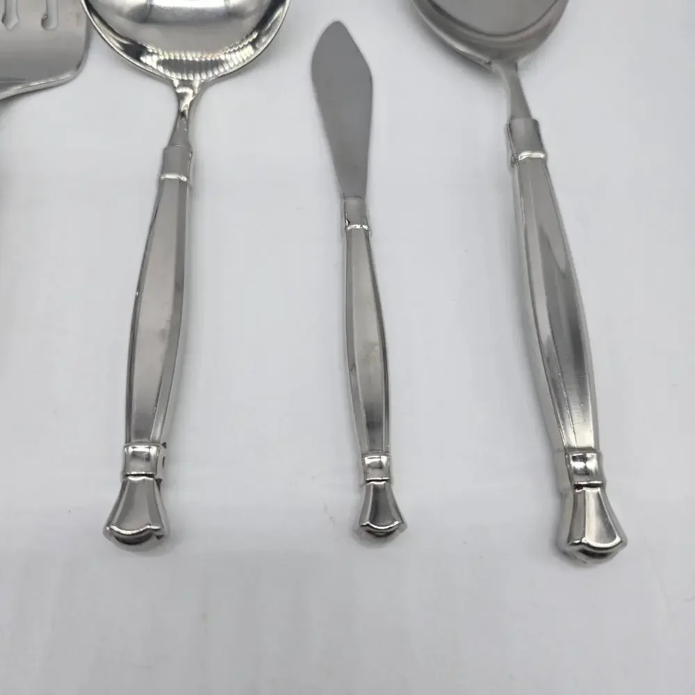 Oneida Act 1 Glossy Stainless Heirloom Cube Flatware Serving Set of 8 pieces
